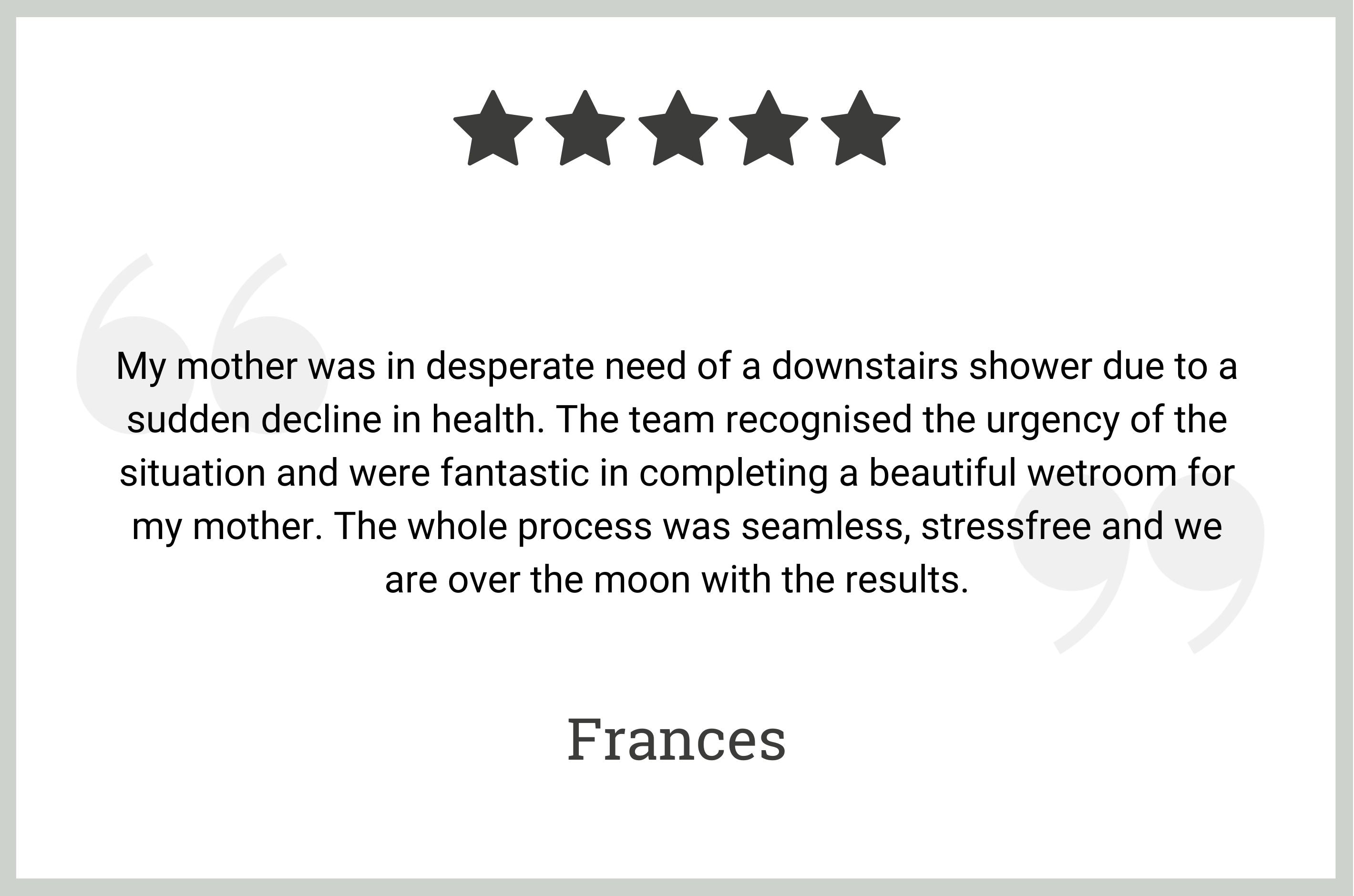 5 star review by Frances