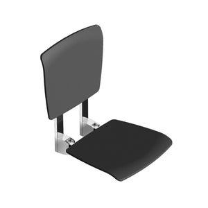 Esense Shower Seat and backrest with a black finish on a white background