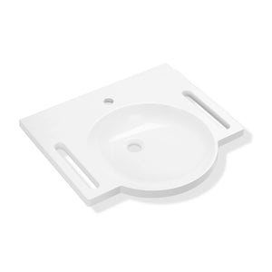 600mm SurfaceHold Wall Hung Round Basin with one tap hole on a white background